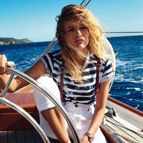 Sandro Black and White Striped Short Sleeve Tee - Picture 1 of 8